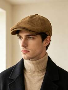 1pc Vintage British Style Beret Hat, Unisex Solid Color Newsboy Cap, Autumn/Winter Commuter Outfit, Elegant Artist Hat - Multicolor - View 4