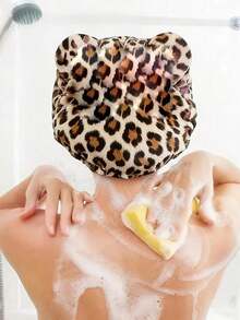 1 chiếc mũ ngủ lông cừu Teddy màu hồng họa tiết da báo, lót satin điều chỉnh được chống xù tóc, chun co giãn thoải mái, phù hợp cho tóc xoăn tự nhiên - Nhiều màu - Xem 7