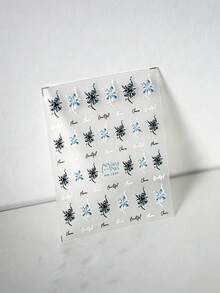 1PC Embossed Thin Transparent Nail Art Sticker, Flower Nail Decal For DIY Nail Decoration, 3D Nail Embellishment Accessory, For Daily Wear And DIY Nail Art - Blue - View 2