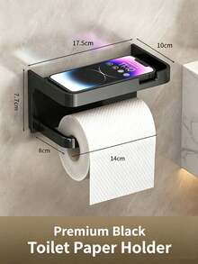 1pc/10pcs Modern Minimalist Metal Wall-Mounted Toilet Paper Holder, Rectangular Shelf Design, Integrated Top Storage Tray And Toilet Paper Roll Holder, Multi-Functional Storage Organizer, Bathroom Restroom Home Indoor Daily Use - Multicolor - View 13