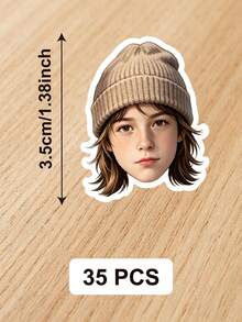 35pcs 3.5-5.5cm Custom Face Stickers Sheet Personalized Photo Waterproof Personalized Photo, People & Pets, Face Stickers From Picture, Custom Decals For Cups, Water Bottles, Laptops, Party Favors - Multicolor - View 8