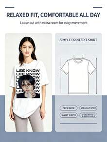 White Support T-Shirt With A Photo Of StrayKidss Member LeeKnow – The Most Popular Choice For Concert Meetups - White - View 4