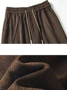 Casual Textured Fabric Straight Leg Pants For Men - Coffee Brown - View 5