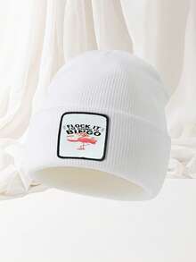 1pc "Flock It I'm Going To Bingo" Funny Slogan Acrylic Knit Beanie With Printed Fabric Label - A - View 2