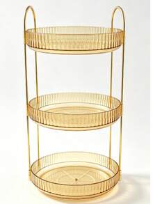 360° Rotating Makeup Organizer, Suitable For Vanity, Large Capacity Transparent Skincare Storage Box, Perfume Storage Box, Cosmetic Vanity Organizer, 1pc - Champagne - View 9