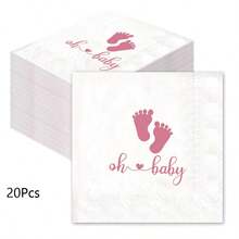 Pink "Oh Baby" Theme Napkins For Baby Shower Decorations, Suitable For Baby Shower Supplies, Gender Reveal Decor, Neutral Theme, New Mom Gifts, Disposable Napkins For Brunch Parties And Gender Reveal Parties - Multi-color - Pink Oh Baby Napkins - View 6