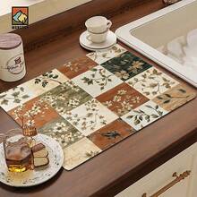 1pc Extra Large Draining Mat, Bar Countertop Waterproof Mat, Drying Mat, Drainage Mat, Coffee Machine Mat, Coffee Cup | Tableware Draining, Absorbent Quick-Dry Draining, Waterproof & Oil-Resistant, Washable & Reusable, Suitable For Kitchen | Cafe, Tea Cup, Coffee Cup, Coffee Machine Accessories, Home Decor For Coffee Lovers, Rental Home Improvement - Multicolor - View 9