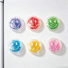 3/6/12 pcs Magnet Kulkas Cairan Pasir Bintang Warna-warni Kartun Wajah Tersenyum, Dekorasi Magnetik Bulat Transparan Lucu, Cocok untuk Dekorasi Dapur dan Stiker Dekoratif Papan Pesan Rumah - beraneka warna - View 1