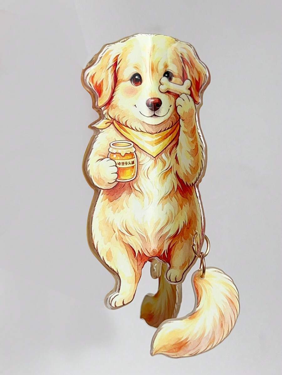卡通黃金獵犬髮夾，可愛狗狗造型髮夾，手持蜂蜜罐與骨頭，可拆卸懸掛尾巴，可愛寵物動物髮飾，適合狗愛好者、女孩節日與日常配戴的禮物