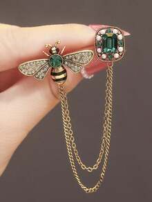 1pc Bee Tassel Brooch For Women, High-End Exquisite Suit Sweater Pin Accessory, Design-Driven Niche Luxury Elegant Corsage - Multicolor - View 3