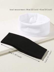 2PCS Solid Color Minimalist Wide Sports Sweat-Absorbing Non-Slip Kids Headbands Suitable For Daily Casual Life - Black and White - View 2