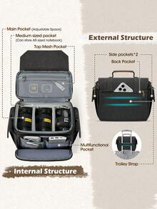 NEWHEY Professional One Shoulder Camera Bag, Suitable For DSLR/Mirrorless Cameras, Small Camera Storage Bag, Customizable Dividers, With Tripod Mount And Rain Cover - Multicolor - View 5