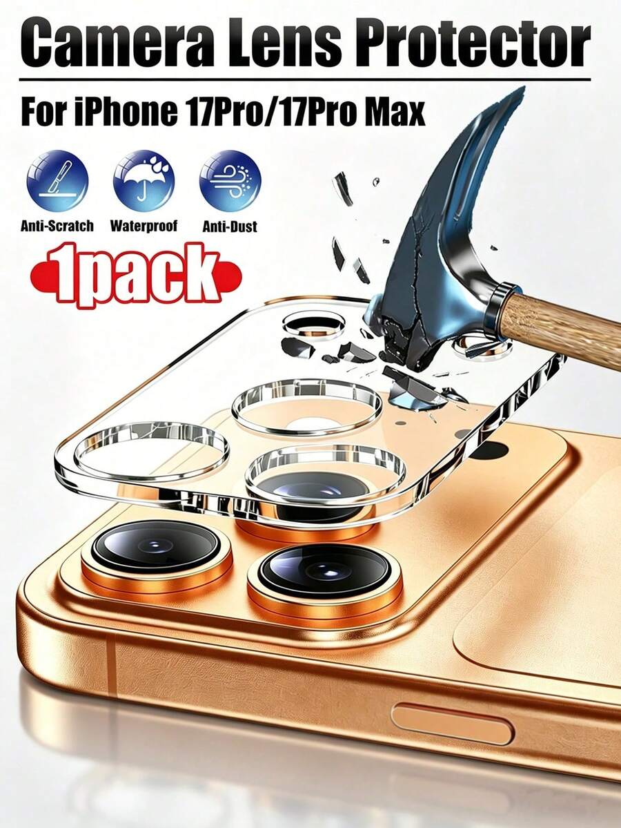 1pc, Camera Lens Protector, 9H High Hardness Material, Anti-Scratch, Anti-Collision, Anti-Fingerprint, Full Coverage Protection, Clear And Undistorted Photography, Compatible With IPhone Ultra/18 Pro Max/18 Pro/18/17e/17 Pro Max/17 Pro/17 Air/17/16 Pro Max/16 Pro/16 Plus/16/15 Pro Max/15/14/13/12 And Other Models. - Clear - View 1