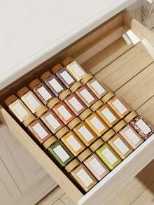 1/4/8 Pcs Clear Slanted Acrylic Spice Drawer Organizer,Drawer Combination Organizer,Display Rack,Expandable Kitchen Countertop Storage Rack (Spice Jars Not Included),Restaurant Spice Display Rack,For Kitchen,Restaurant,Bar,Storage And Organization - Multicolor - View 2