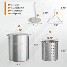 Bonnlo 30QT Aluminum Stock Pot Boiling Seafood, Crawfish & Crab, Frying Turkey & Steaming Tamales, Large Boil Pot With Strainer Basket, Lid, Lifting Hook & Steamer Rack Outdoor Cooking - 82 Quarts - View 7