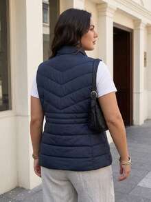 Plus Size Sweater Vests - Navy Blue - View 2