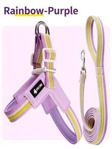2pcs Rainbow Dog V-Shaped Harness Set, Adjustable Y-Shaped Harness With Leash, Comfortable Neck Protection, Suitable For Medium And Small Dogs For Daily Walking And Training, Prevents Pet Escape, Small Dog Harness, Medium Dog Harness, Harness + Leash - Multicolor - View 18