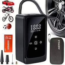 Portable Car Tire Inflator Pump, Rechargeable Electric Air Compressor With Digital Pressure Gauge And LED Light, Fast Inflation For Car, Motorcycle, Bicycle And Sports Balls, 11.1V/DC12V 1300mAh - Black - View 2