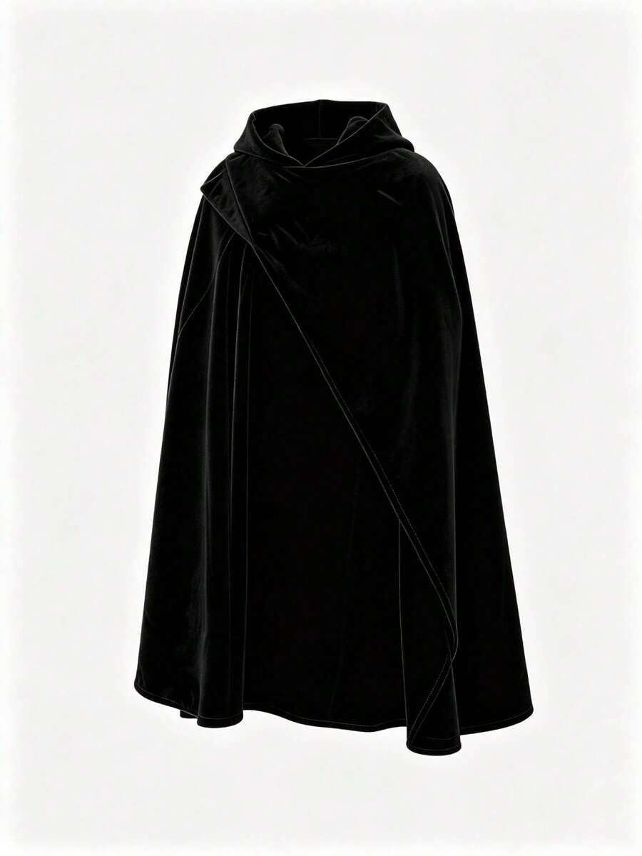 Men's Vintage Medieval Ranger Cloak, Wizard Costume, Halloween Stage Play Cosplay Outfit - Black - View 1