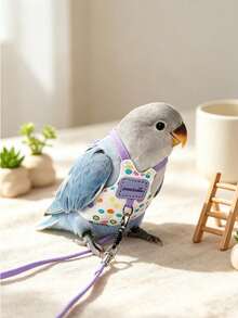 Colorful Polka Dot Parrot Flight Suit Leash Set With Wrist Strap + 50pcs Disposable Diaper Set, Adjustable Anti-Escape Bird Harness Leash, Multi-Color Portable Anti-Loss Outdoor Flight Rope, Suitable For Cockatiel, Budgie, Small And Medium Parrots, Outdoor Park Walking, Travel Carrying, Daily Window Venting Anti-Loss - Multi-color - View 2