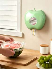 1pc Plastic Bag Dispenser Apple Shaped Bag Holder Wall Mounted Storage Box Space-Saving Bag Organizer Elastic Cling Film Holder Multi-Functional Durable Storage Rack Suitable For Home, Office, Kitchen Shower Cap Storage Box Dust-Proof Box - Multicolor - View 3