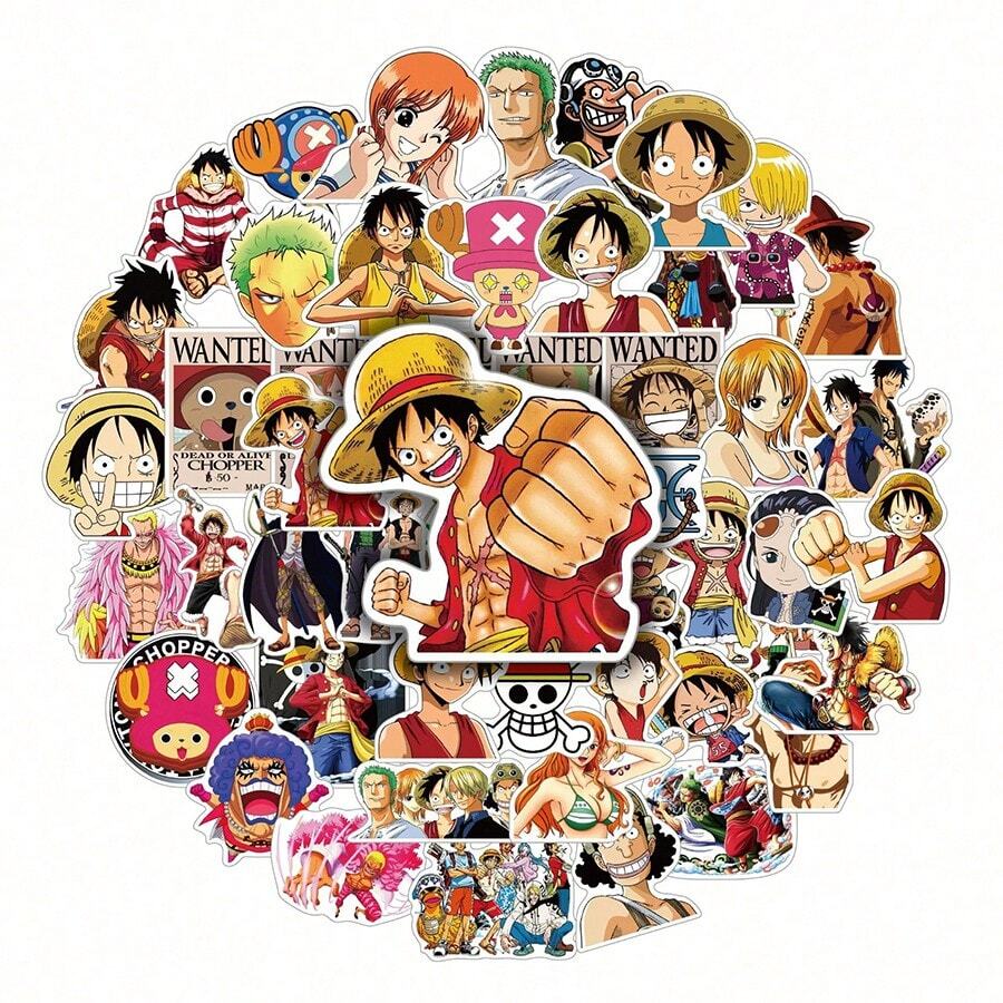 Hasbro 50 buah Stiker Kartun Anime One Piece, Stiker DIY untuk Notebook, Botol Minum, Koper, Laptop, Ponsel - MultiWarna - View 1