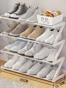 4-Tier Foldable Shoe Rack: Space-Saving Magic For Your Entryway - Plastic Material, Floor-Mounted, 4 Shelves, Suitable For Various Room Types - Multicolor - View 13