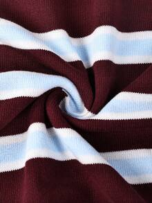 Autumn/Winter Teen Girls 2pcs Striped Knit Set, Long Sleeve Crew Neck Pullover And Shorts, 90s Retro Casual Preppy School Uniform Daily Outfit - Multicolor - View 7