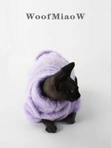 Pet Cat Sweater Home Wear, Solid Color Warm Fleece, Soft Skin-Friendly Polar Fleece, Suitable For Devon Rex, Hairless Cat, Small Dog - Purple - View 7