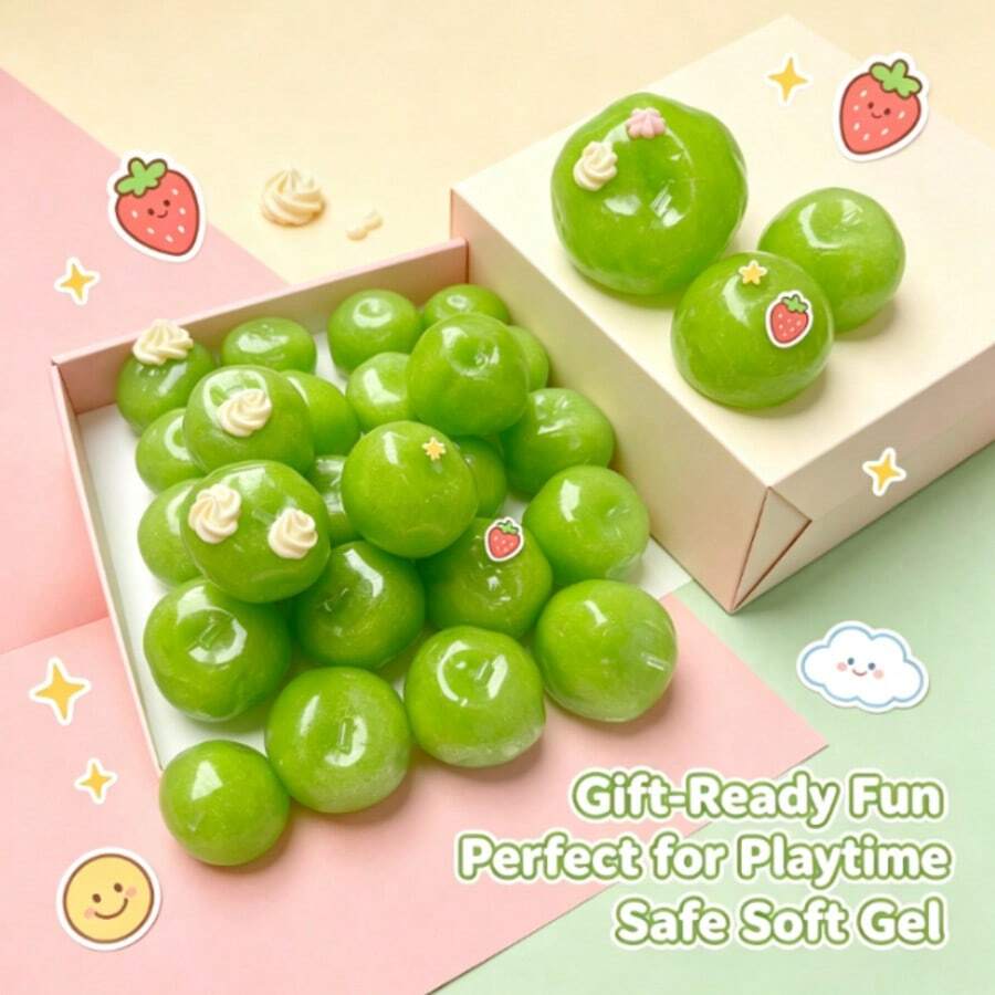 Realistic Green Apple Slushie Squishy, Shapeable Sound-Responsive Stress Ball, Squeezable With Crisp Sound, Soft Desktop Fidget Toy - Multicolor - View 1