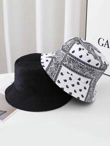 1pc Women's European And American Style Paisley Flower Print Bucket Hat, Summer Sun Protection, Outdoor Street Fashion, Reversible Wear, Student Travel Sun Hat - Multicolor - View 10