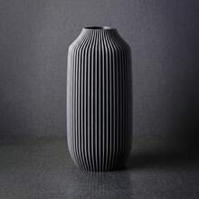 1pc Modern Minimalist Aesthetic Matte Plastic Flower Vase, Neutral Black Gray White Beige Vertical Ribbed Cylindrical Decorative Vase For Pampas Grass Artificial Flowers, Home Decor Living Bedroom Kitchen Bathroom Office Wedding Table Centerpieces - Black 1pc - View 13