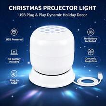 1pc USB Christmas Projection Night Light, LED Dynamic Christmas Atmosphere Light, 360° Rotatable Non-Slip Base, ABS Material, Exclusive Christmas Gift. Projects Dreamy Christmas Decoration Patterns On Ceiling And Walls, Halloween, Christmas, Birthday Gift - Multi-color - View 6