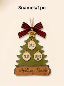 Custom Family Tree Christmas Ornament, Personalized 2-5 Names Holiday Tree Hanging Decor, Customized Festive Party Decoration, Customizable Xmas Keepsake Gift For Family, Christmas Decorations, Christmas Gift, Christmas Tree Decor, Family Christmas - Style C - View 13