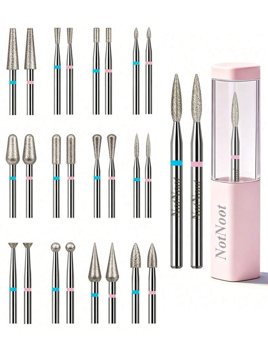 NotNoot 2pcs Diamond Nail Drill Bits Set, Dead Skin Remover, Glue Overflow Removal Tool, Nail Polishing Tool Set, Drill Replacement Heads