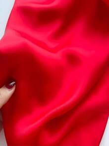 Women's Solid Color Square Silk Scarf, Fashion Solid Color Silk Scarf, Multi-Functional Headband, Belt, Bag Strap - Red - View 2