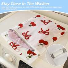 4PCS Cherry Ribbon Pattern Zipper Mesh Laundry Bags Multiple Sizes Reusable Large Capacity Fine Mesh See-Through Washing Bags For Button-Up Shirts Hoodies Socks Bras Underwear Delicates, Minimizing Twisting, Travel Storage Organizer - View 7