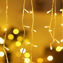 45/80/96/150led Battery Box Curtain LED Icicle String Lights Christmas Garland Droop Light Wedding Garden Street Outdoor Decorative Lighting Halloween - Battery-powered Fairy Lights - View 8