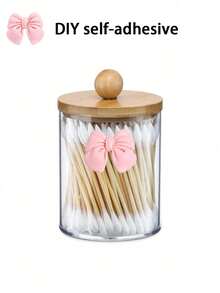 New 2-In-1 DIY Bow Transparent Plastic Storage Box With Lid - Desktop Makeup Organizer With Round Compartments | Modern Vanity Storage Box With Lid, Bathroom Countertop Organizer - Perfect For Storing Makeup Brushes, Lipsticks And Beauty Tools - Multicolor - View 3