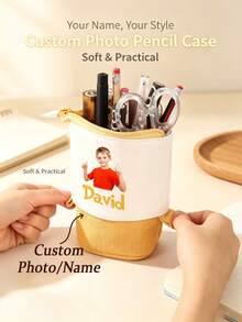 Customizable Telescopic Pencil Case/Stationery Storage Bag, Personalized With Photo And Name, Suitable As Teacher Or Student Gift, Women's Makeup Bag, End Of Semester Or Summer Camp Gift - Multicolor - View 7