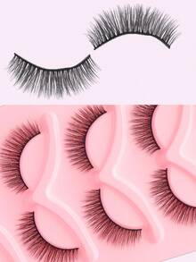 5 Pairs Full Strip False Eyelashes In Box, Soft Natural Style, Soft Texture, Lightweight Wear, Versatile For Beginners Daily Makeup - Black - View 8