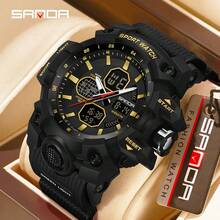 SANDA Men Outdoor Sport Watch, Dual Display Luminous Alarm Multi-Function Big Dial Military Tactical Digital Analog Wristwatch - One Size Fits All - View 20