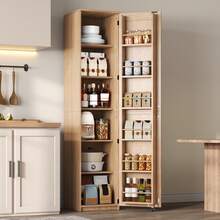 Kitchen Cabinet, Tall Storage Cabinet With Doors And Adjustable Shelves, Pantry For Living Room, Dining Room And Bathroom, 40 * 40 * 183 Cm - View 5