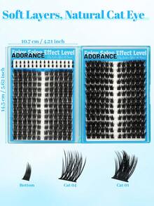 ADORANCE 2 Cat Eye Styles Lash Clusters With Bottom Lashes, Natural & Volume Cat Eye Individual Lashes, Fine Premapped Eyelash Clusters, Easy-To-Apply DIY Lash Extensions For Custom Eye Looks - D - View 2