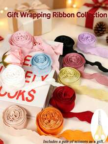 Macaron Color Wavy Edge Ribbon Set, Ruffled Fan-Shaped Decorative Ribbon, Soft Foldable Handmade Ribbon, Suitable For Gift Wrapping, Bow Making, Mid-Autumn Festival Decoration, DIY Bouquets And Party Decor - Multicolor - View 6