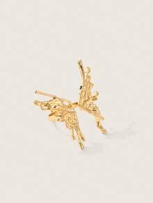 Valisandre 1pc Flowing Rock Design Personalized Butterfly Ring, Open Ring For Women's Daily Wear - Yellow Gold - View 4