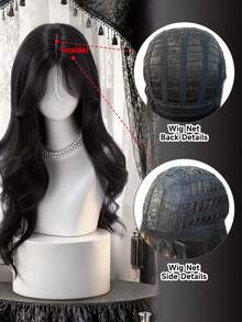 alicegarden Wig sintetis sepanjang 28 inci dengan gaya bergelombang alami dalam warna hitam-cokelat yang menakjubkan. Desain belahan tengah, wig palsu ini sangat cocok untuk penggunaan cosplay pesta sehari-hari, menawarkan wig alami dan tahan lama sebagai hadiah untuk para wanita. - Hitam Coklat - View 9