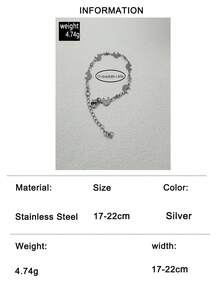 1pc/Sweet Cool Hip-Hop Style Stainless Steel Hollow Lip Bracelet, Suitable For Women's Daily Commute, Cool Outfit Jewelry Gift - Multicolor - View 16