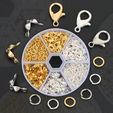 Set Konektor dan Perlengkapan Perhiasan DIY 241pcs dengan Kotak 6 Kompartemen (Pengait Lobster, Cincin Penghubung, Manik-manik Jepit), Cocok untuk Pembuatan Perhiasan, Gelang, Kalung, Gelang Kaki, Cincin Penghubung Terbuka, Konektor Manik-manik, Gantungan Tas, Aksesoris Perhiasan, dan Bahan Kerajinan Tangan Lainnya - Set Aksesori - View 3