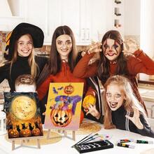 Cholemy 36 Pcs Paint And Sip Kit Adults 8''x10'', Halloween Pumpkin - Halloween Pumpkin - View 6